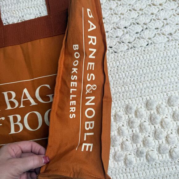 BARNES AND NOBLE Re-Wrap Collab Bag of Books Rust Brown Orange Tote Bag - Picture 3 of 13